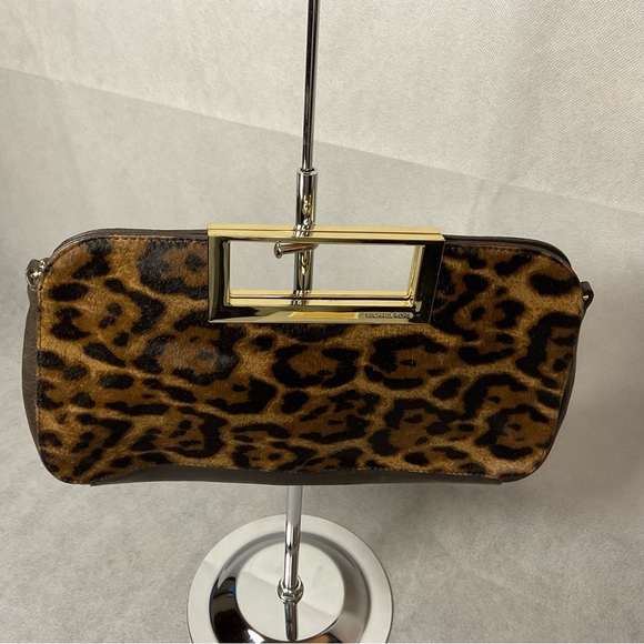 Michael Kors Large Berkley Calf Hair Leopard Clutch - Picture 1 of 9